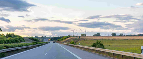 The road and windmills